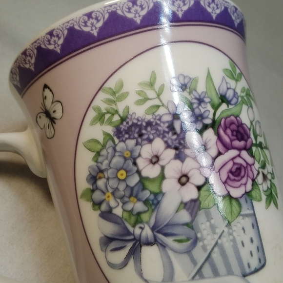 All For You MUG Purple & Blue Flowers in Basket Butterfly Eiffel Tower 12 oz Cup - Picture 8 of 12